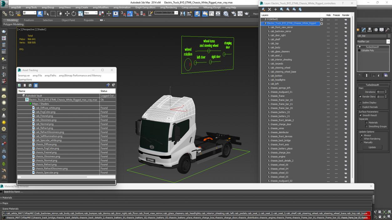 Electric Truck BYD ETM6 Chassis White Rigged 3D model