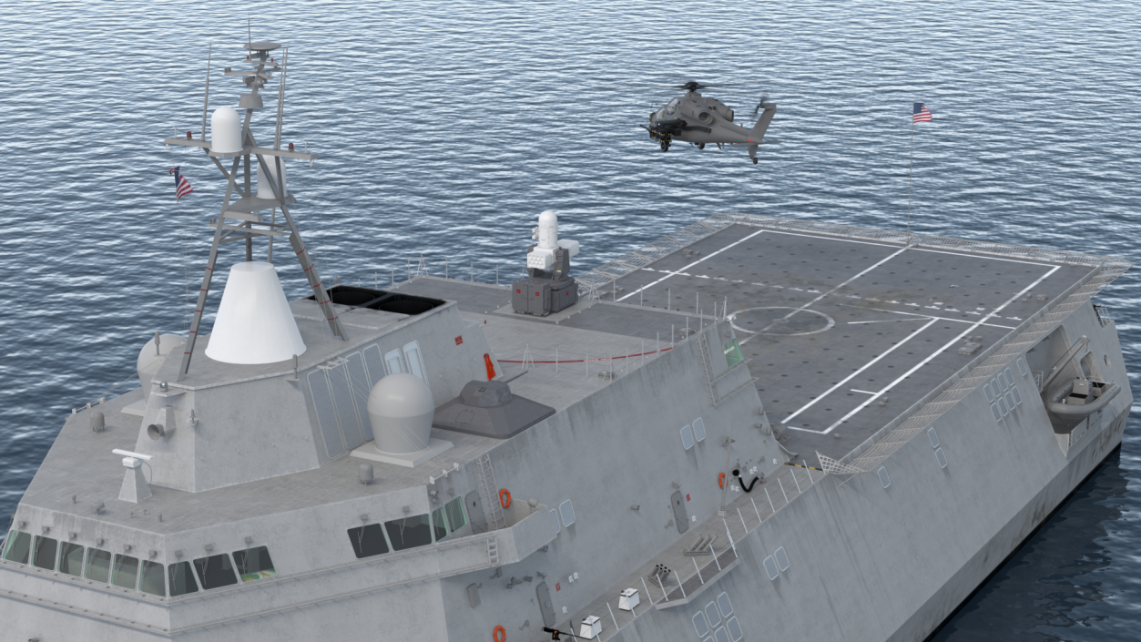 3D model USS Independence LCS 2 with Combat Helicopter