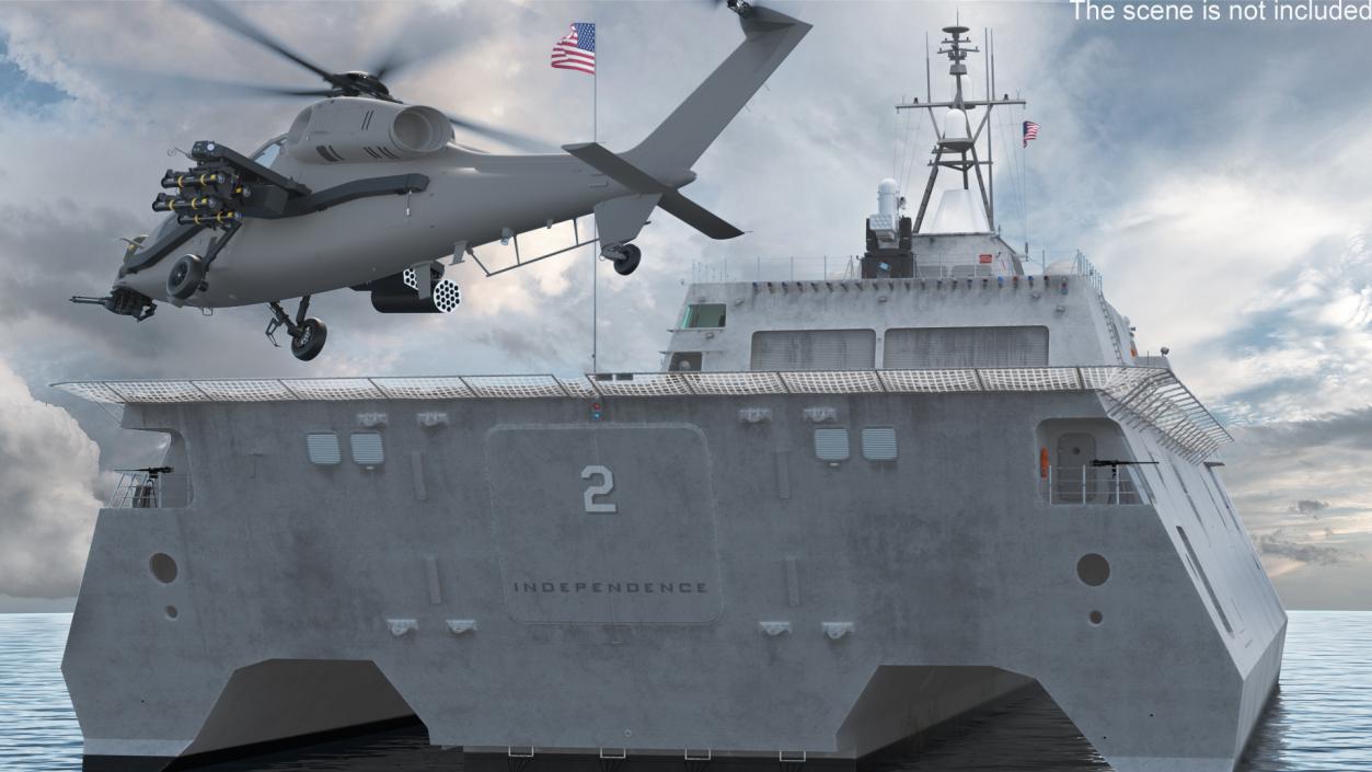 3D model USS Independence LCS 2 with Combat Helicopter