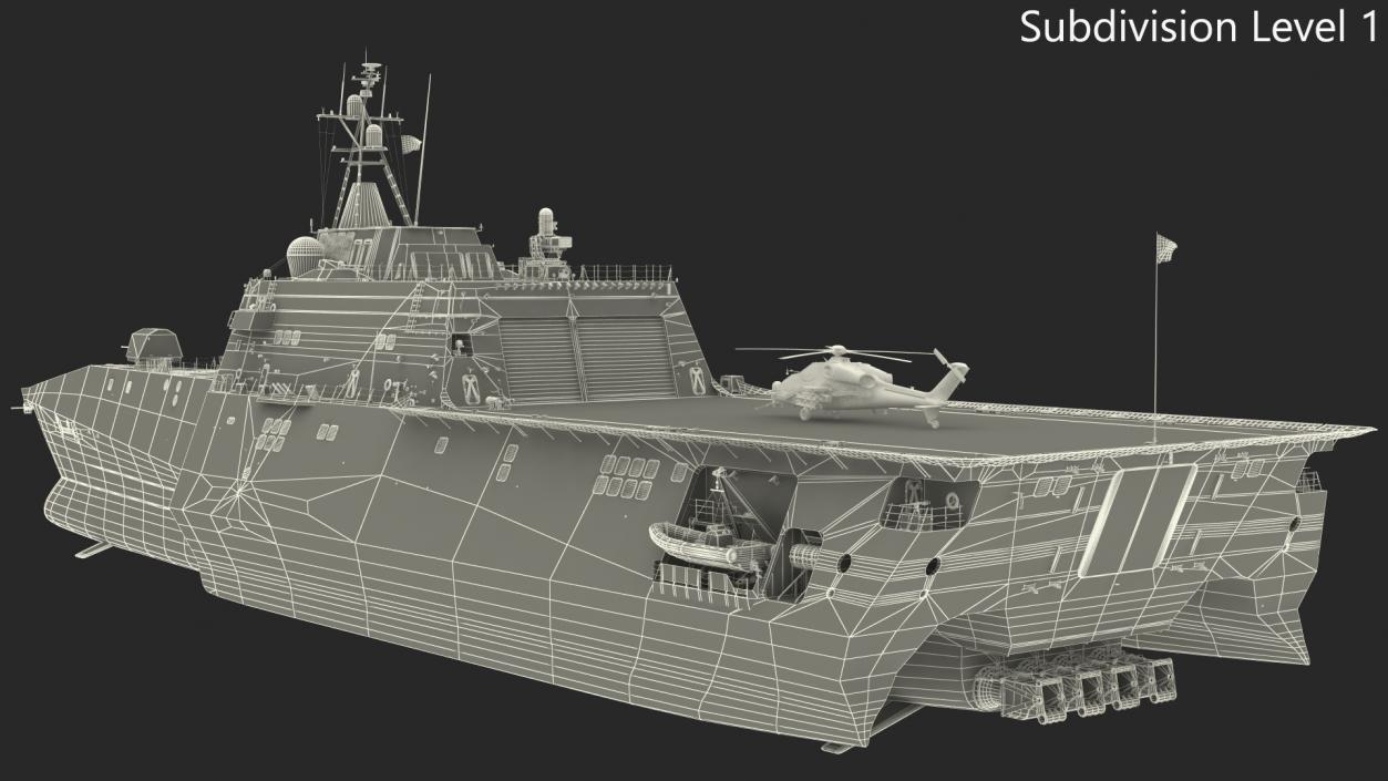 3D model USS Independence LCS 2 with Combat Helicopter