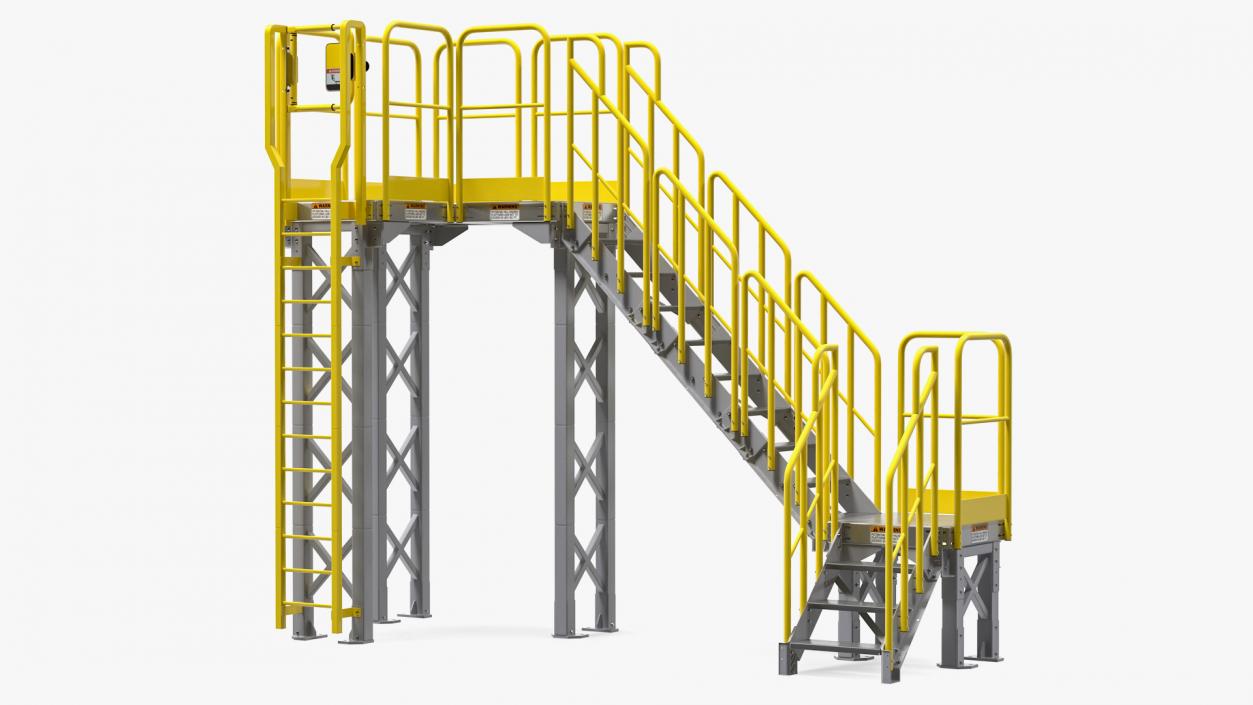 3D Industrial Catwalk Staircase model