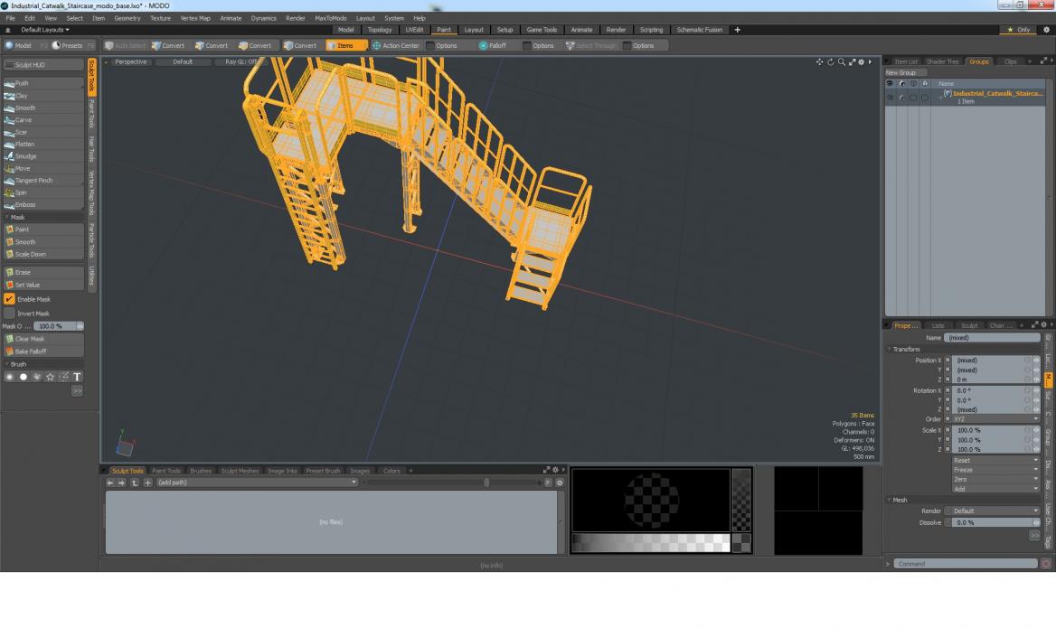 3D Industrial Catwalk Staircase model