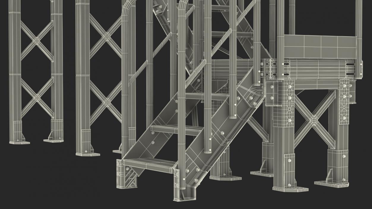 3D Industrial Catwalk Staircase model