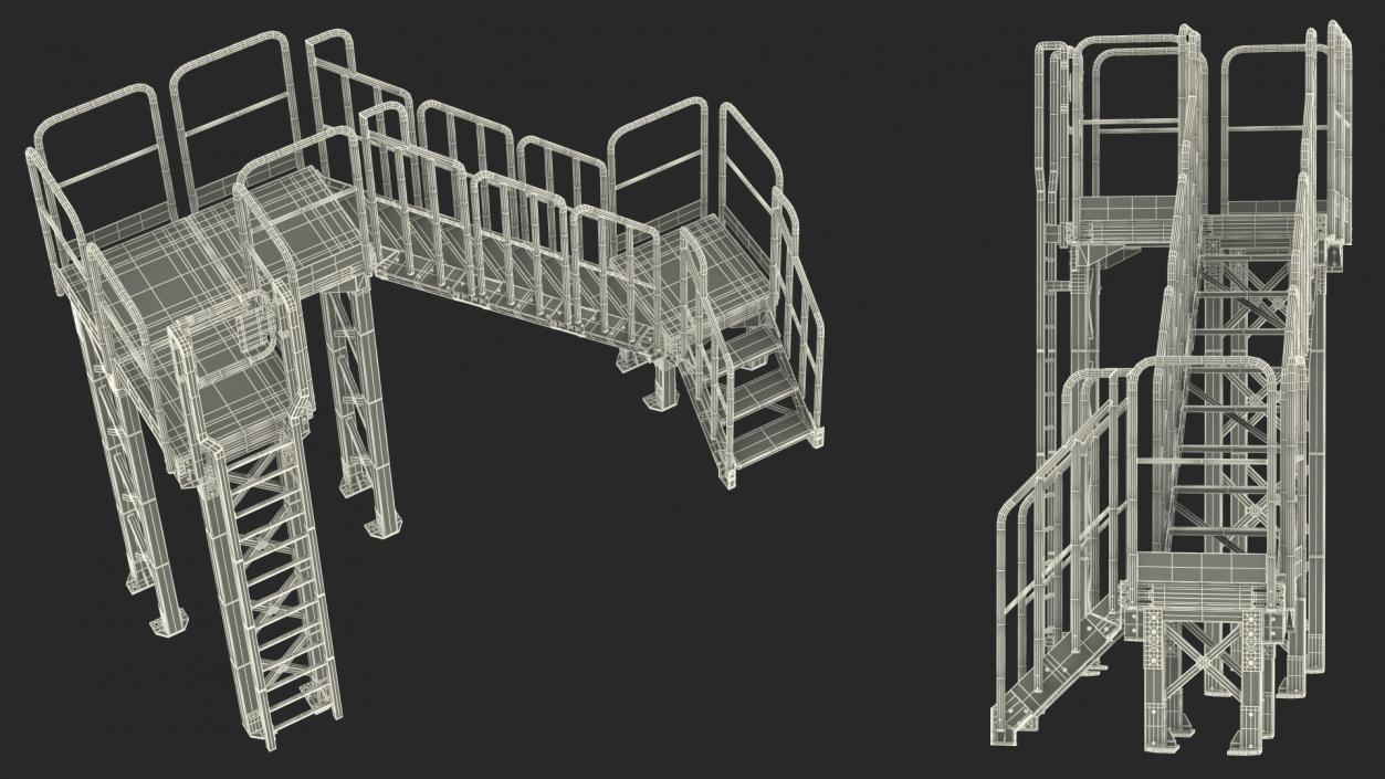 3D Industrial Catwalk Staircase model