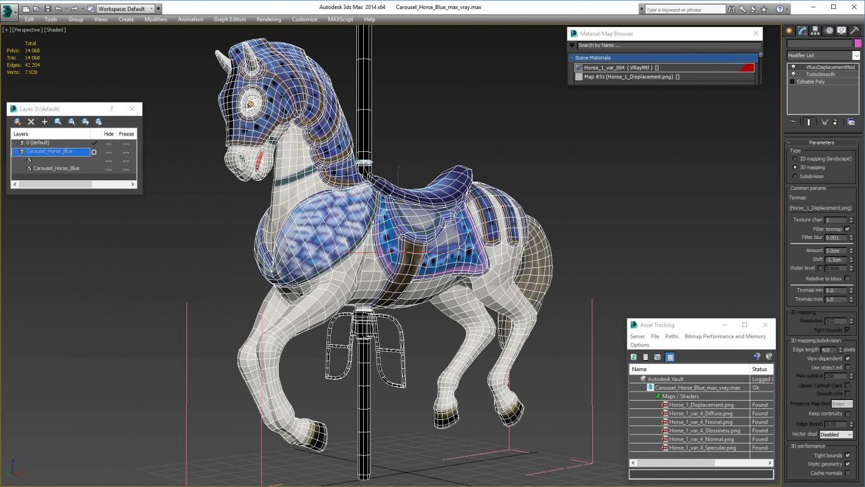 Carousel Horse Blue 3D model