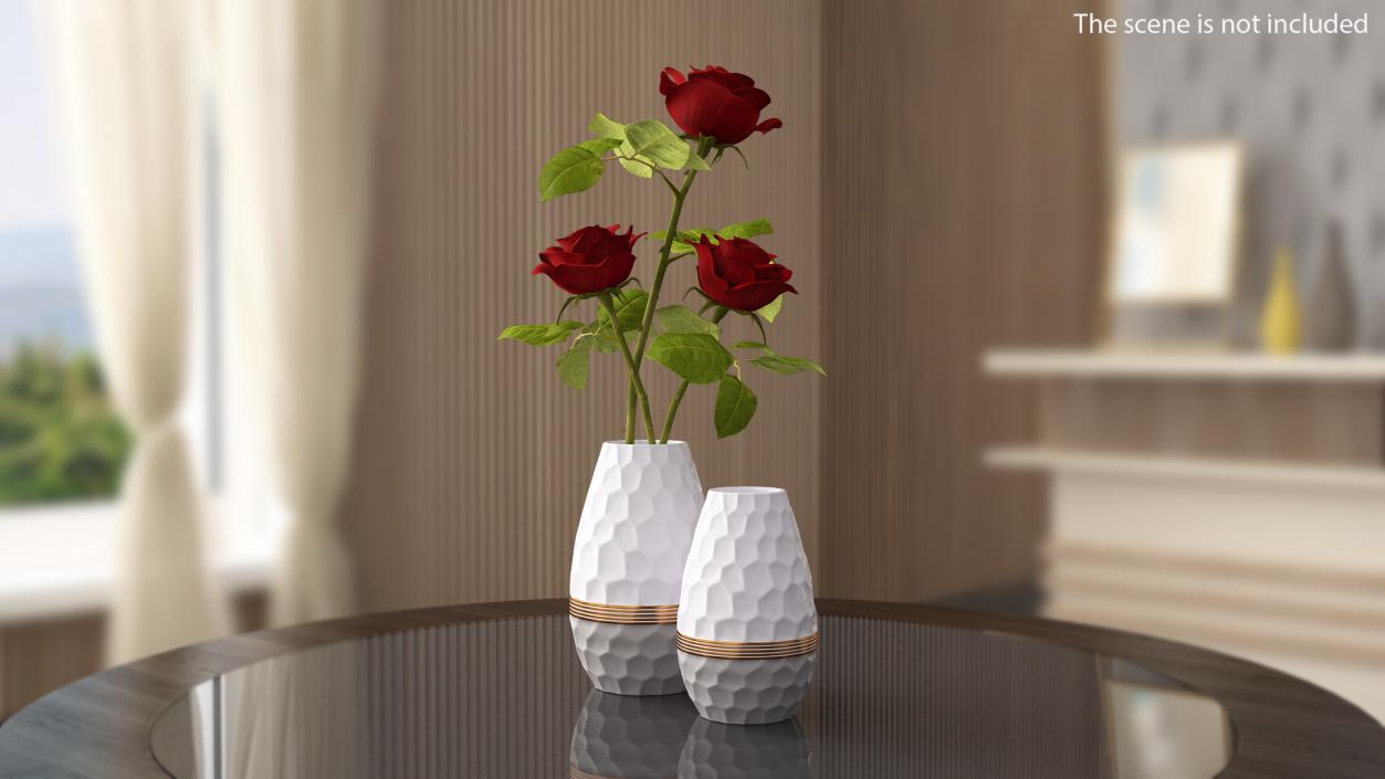 Modern Fashion Hexagon Vases Set 3D