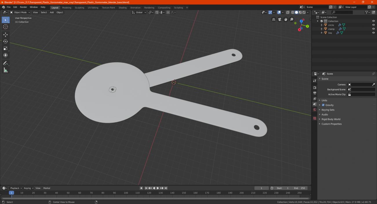 3D model Transparent Plastic Goniometer