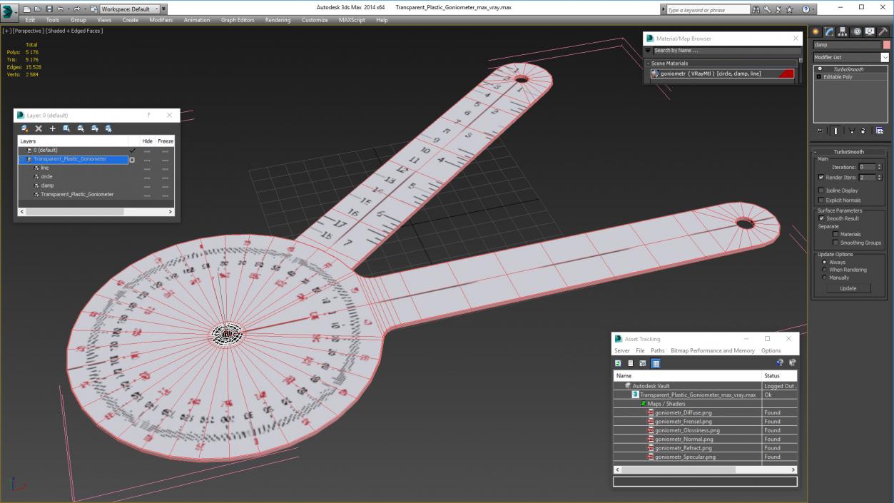 3D model Transparent Plastic Goniometer