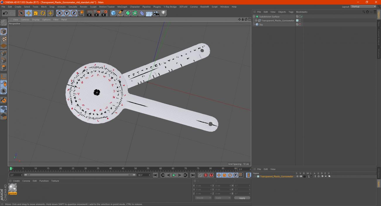 3D model Transparent Plastic Goniometer