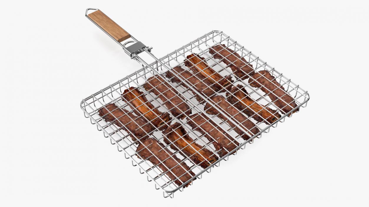 BBQ Handle Grill with Roasted Pork Ribs 3D model