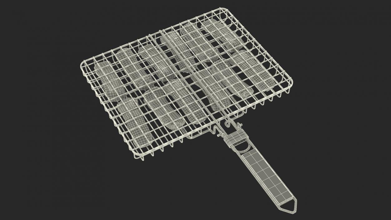 BBQ Handle Grill with Roasted Pork Ribs 3D model