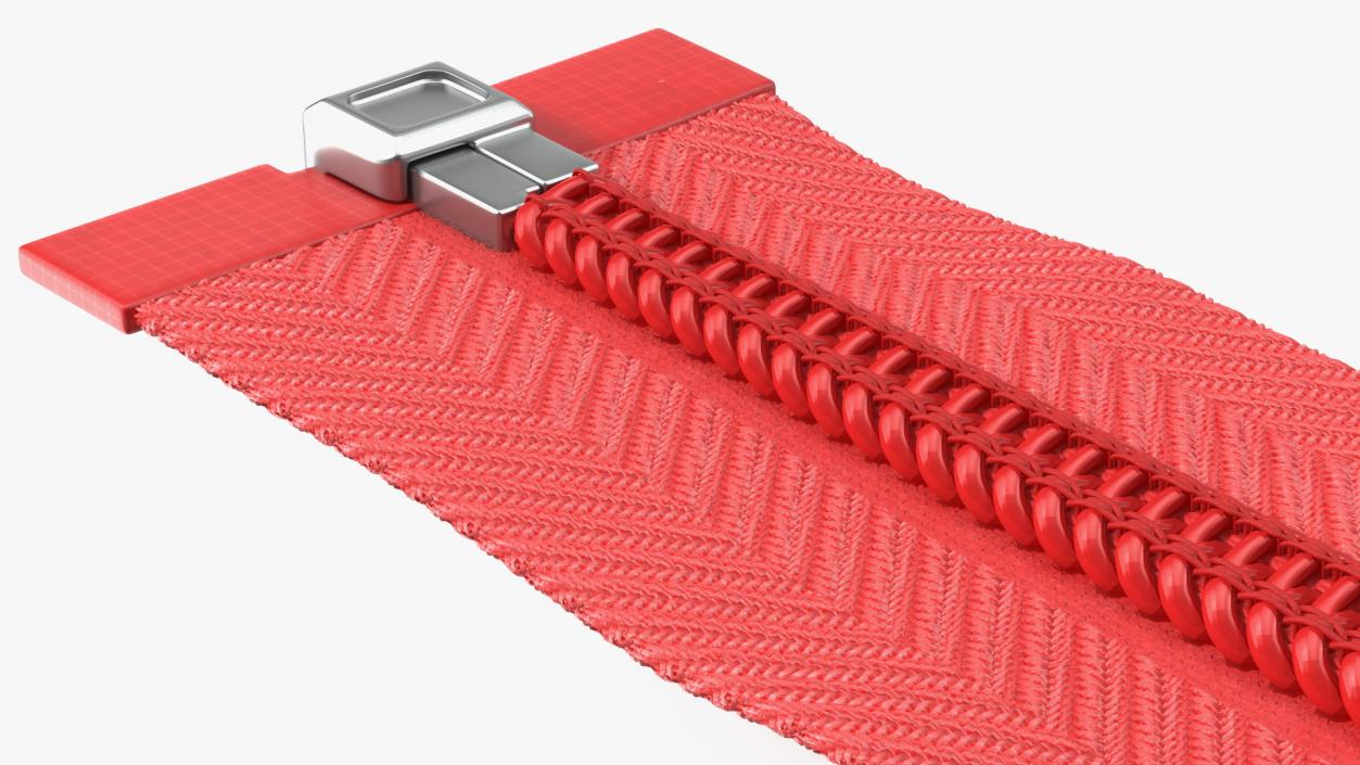 3D model Open End Nylon Coil Zipper Red