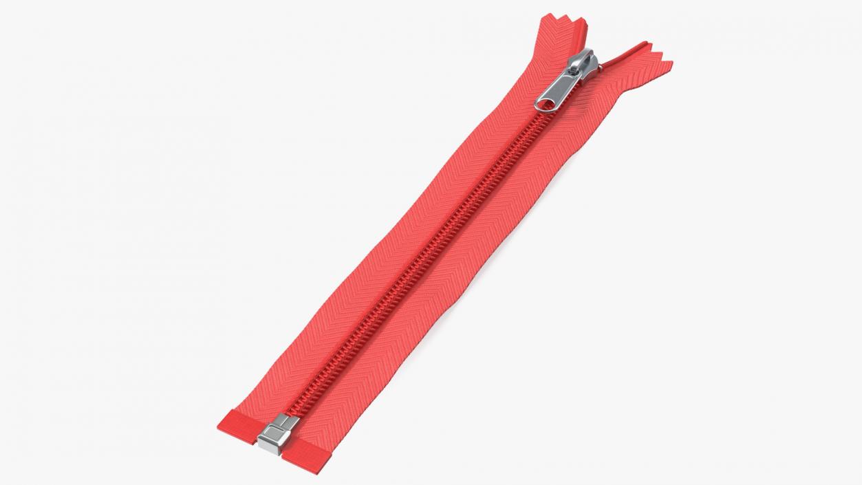 3D model Open End Nylon Coil Zipper Red