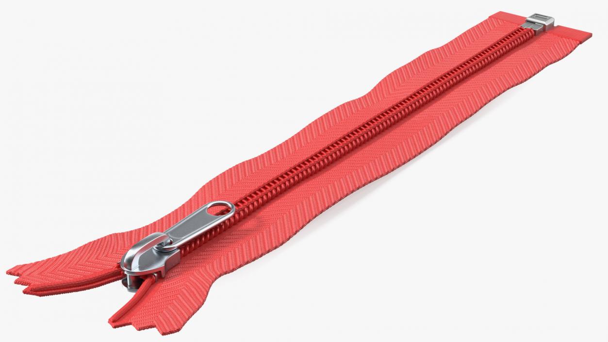 3D model Open End Nylon Coil Zipper Red