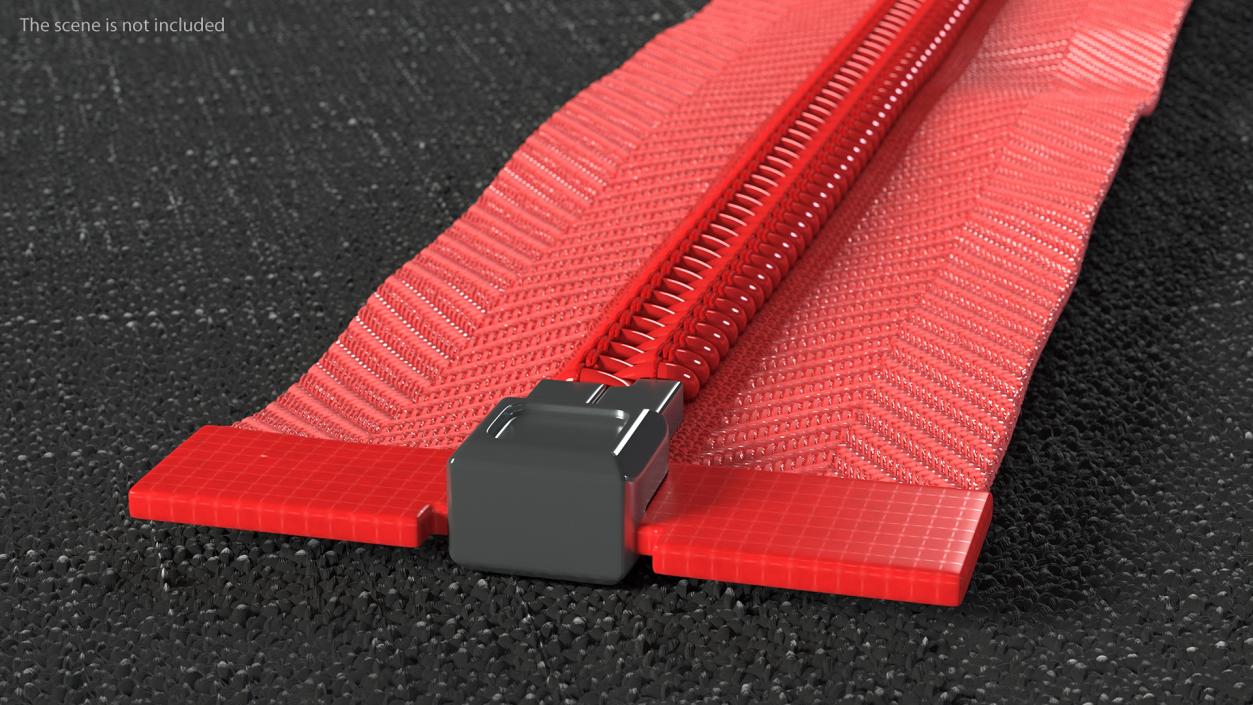 3D model Open End Nylon Coil Zipper Red