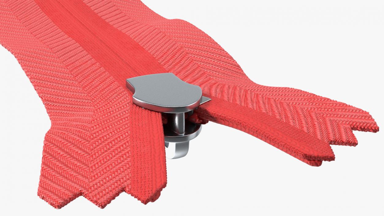 3D model Open End Nylon Coil Zipper Red