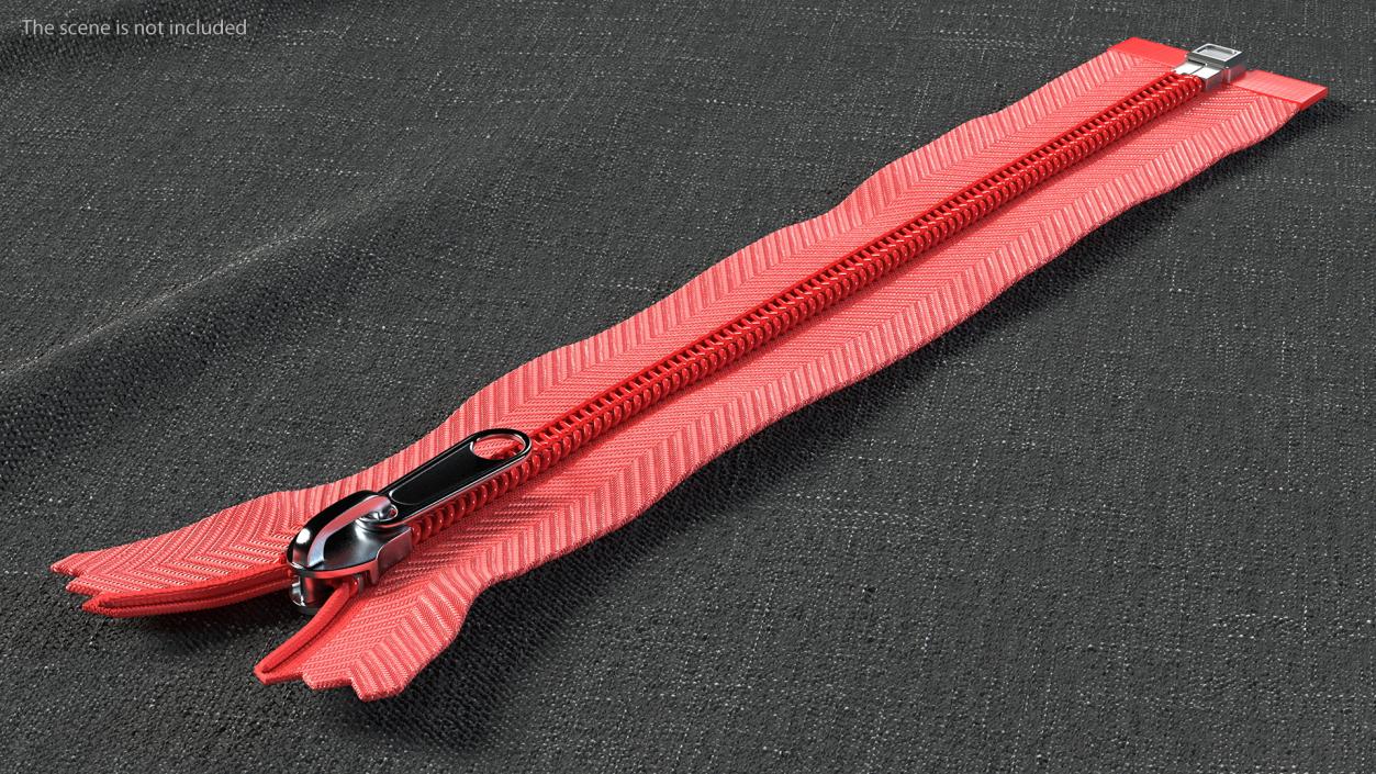 3D model Open End Nylon Coil Zipper Red