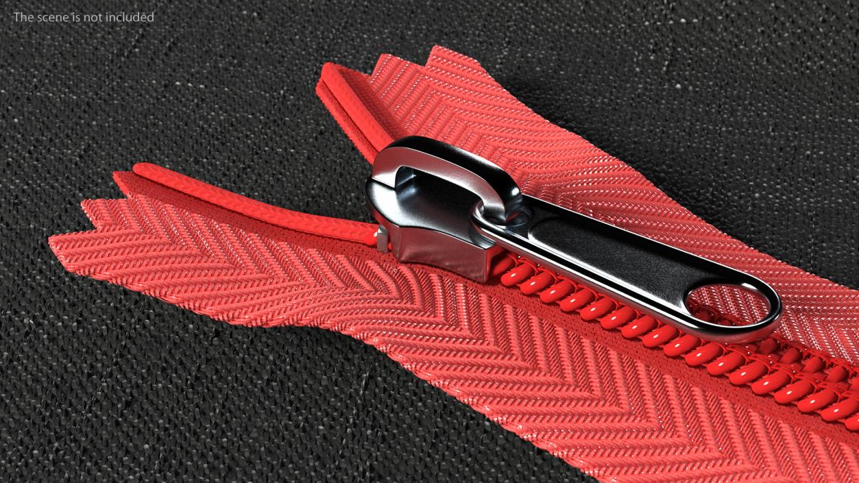 3D model Open End Nylon Coil Zipper Red