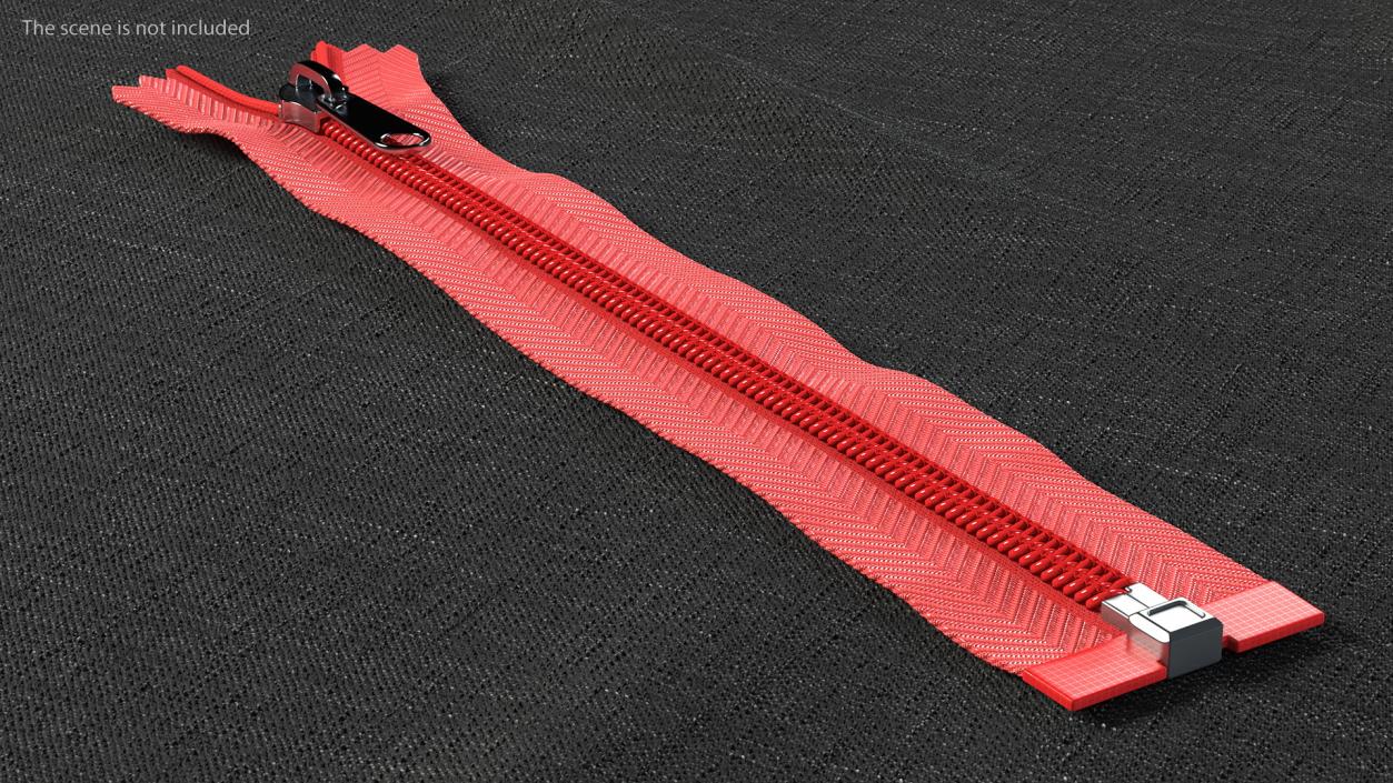 3D model Open End Nylon Coil Zipper Red