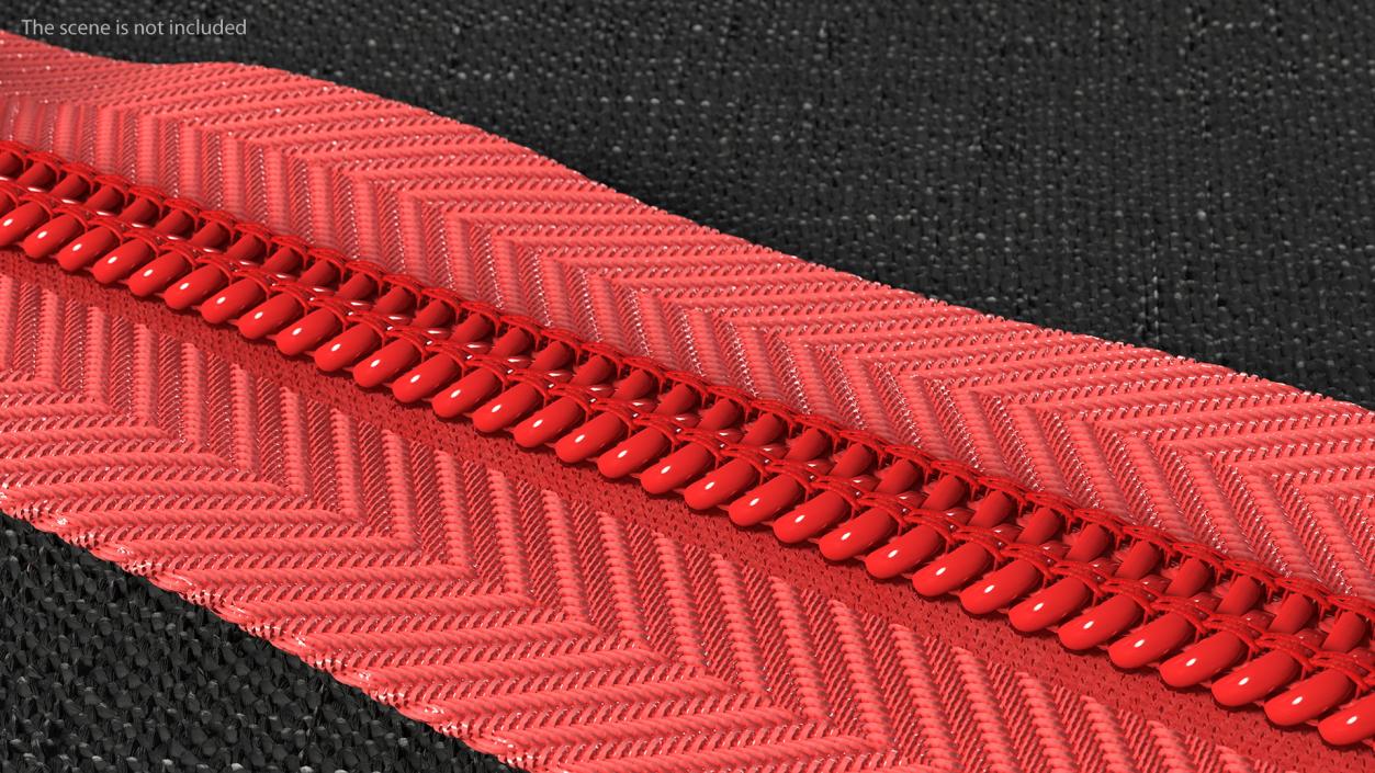 3D model Open End Nylon Coil Zipper Red