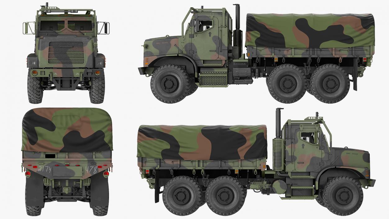 3D Military Medium Cargo Truck 6x6 with Tent Rigged model