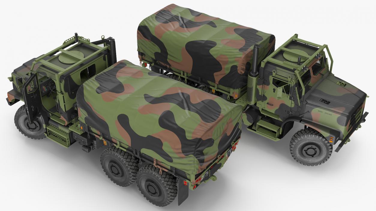 3D Military Medium Cargo Truck 6x6 with Tent Rigged model