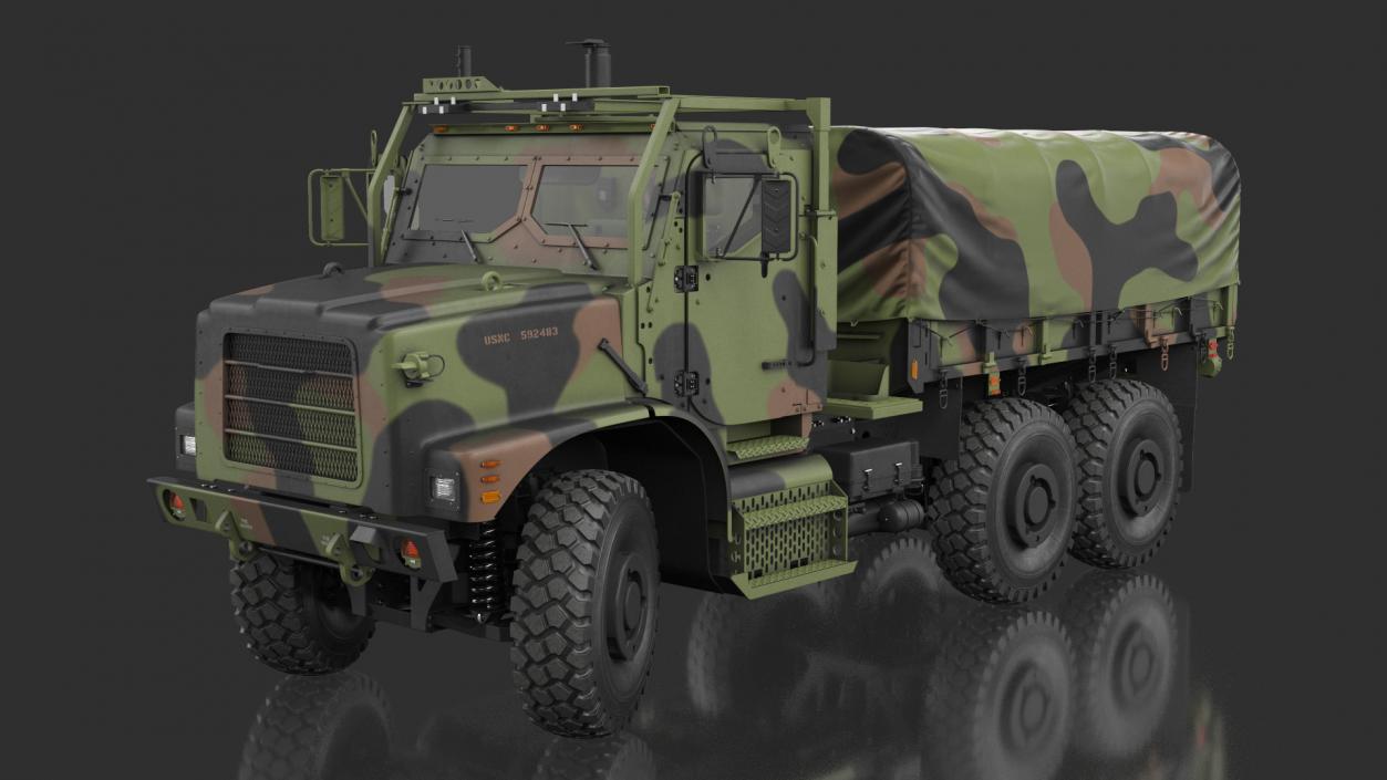 3D Military Medium Cargo Truck 6x6 with Tent Rigged model