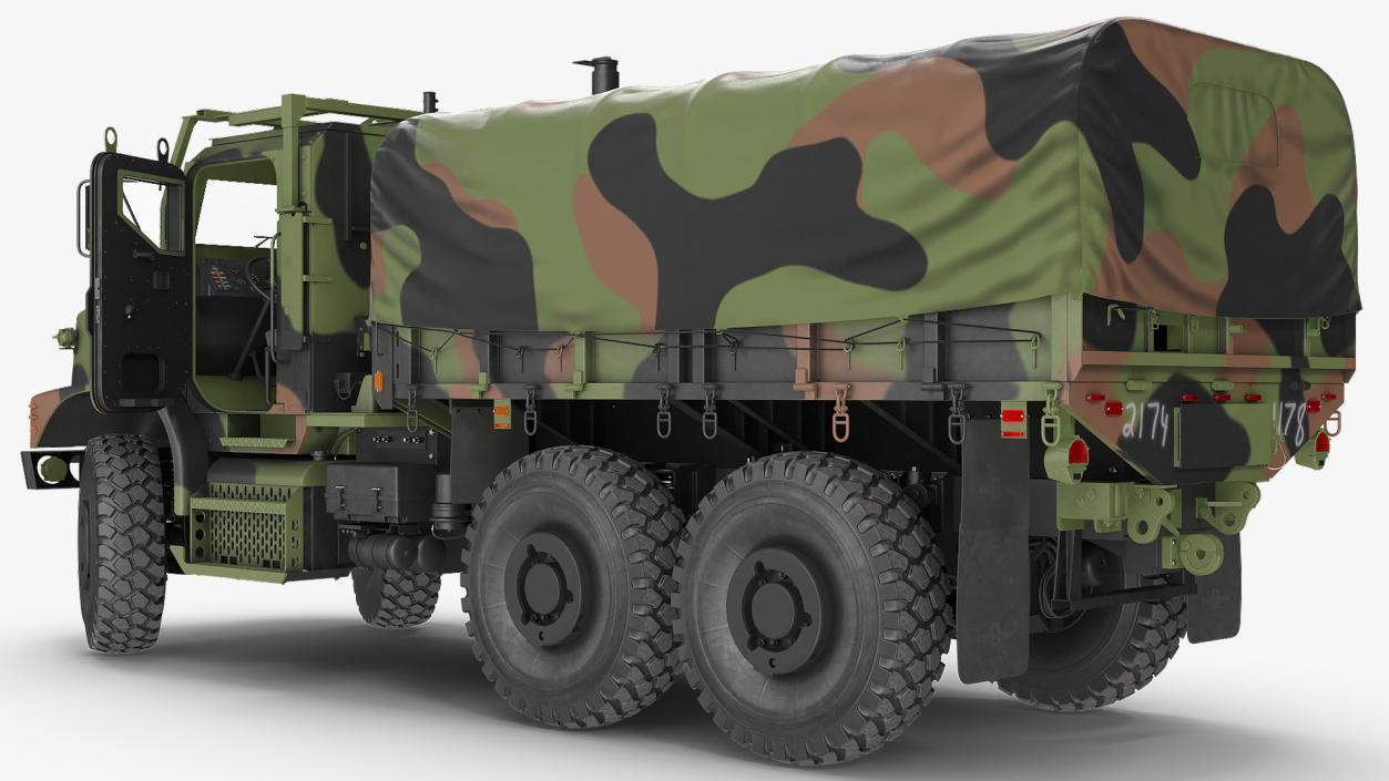 3D Military Medium Cargo Truck 6x6 with Tent Rigged model