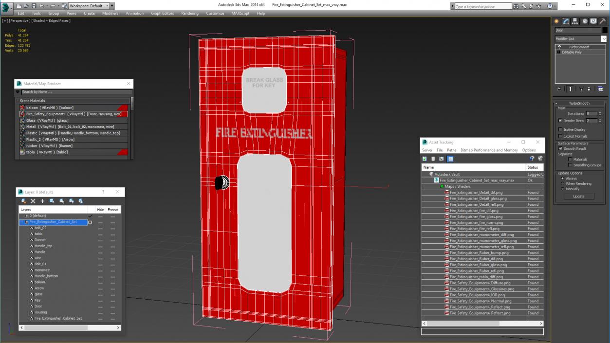 Fire Extinguisher Cabinet Set 3D model