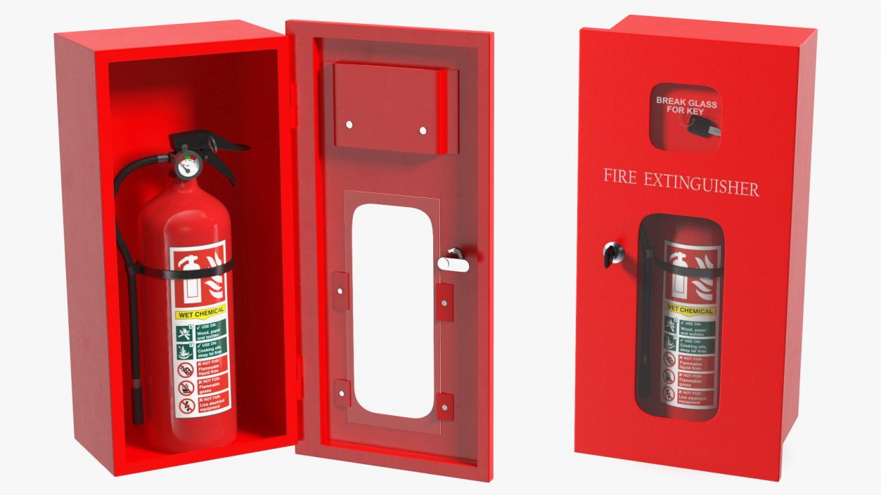 Fire Extinguisher Cabinet Set 3D model