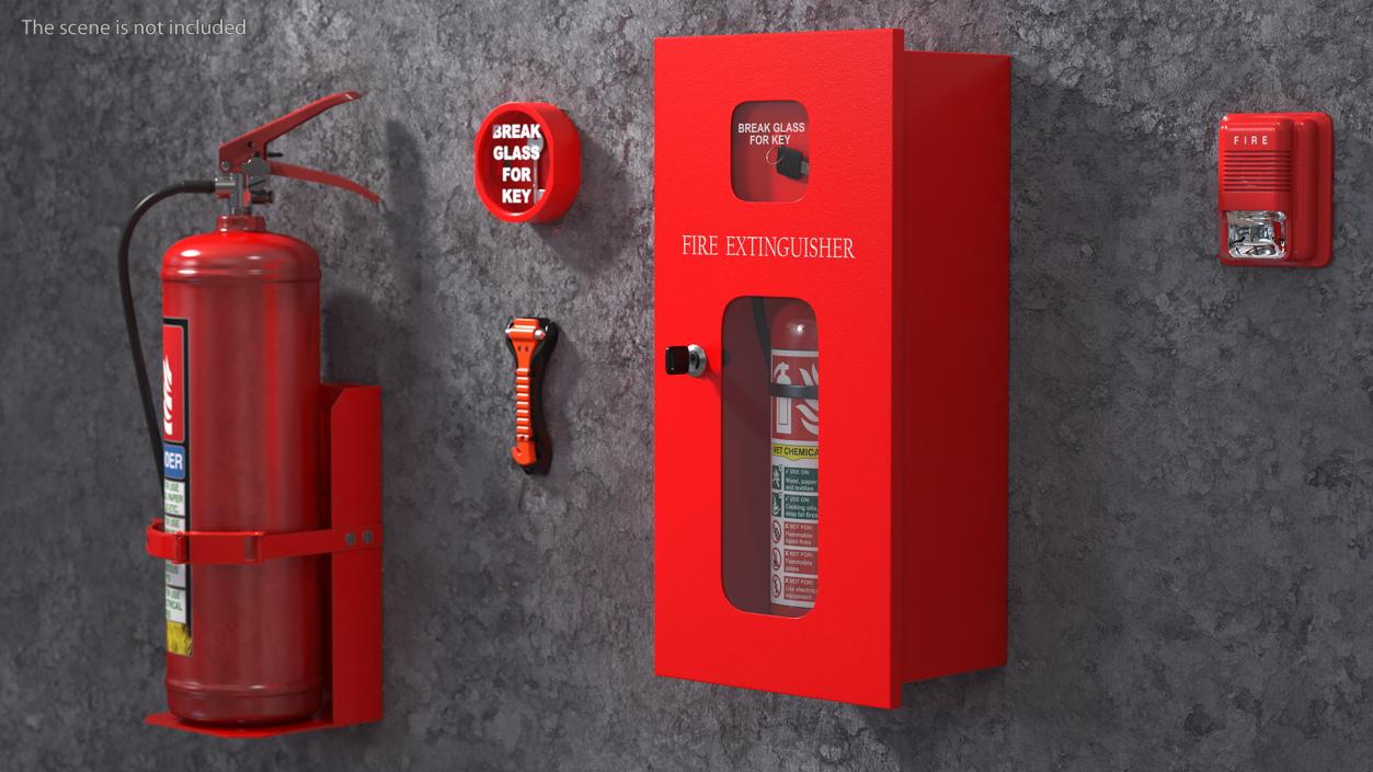 Fire Extinguisher Cabinet Set 3D model