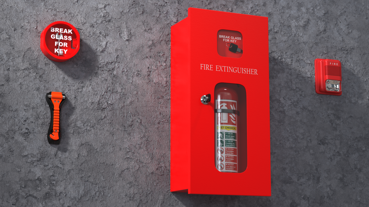 Fire Extinguisher Cabinet Set 3D model