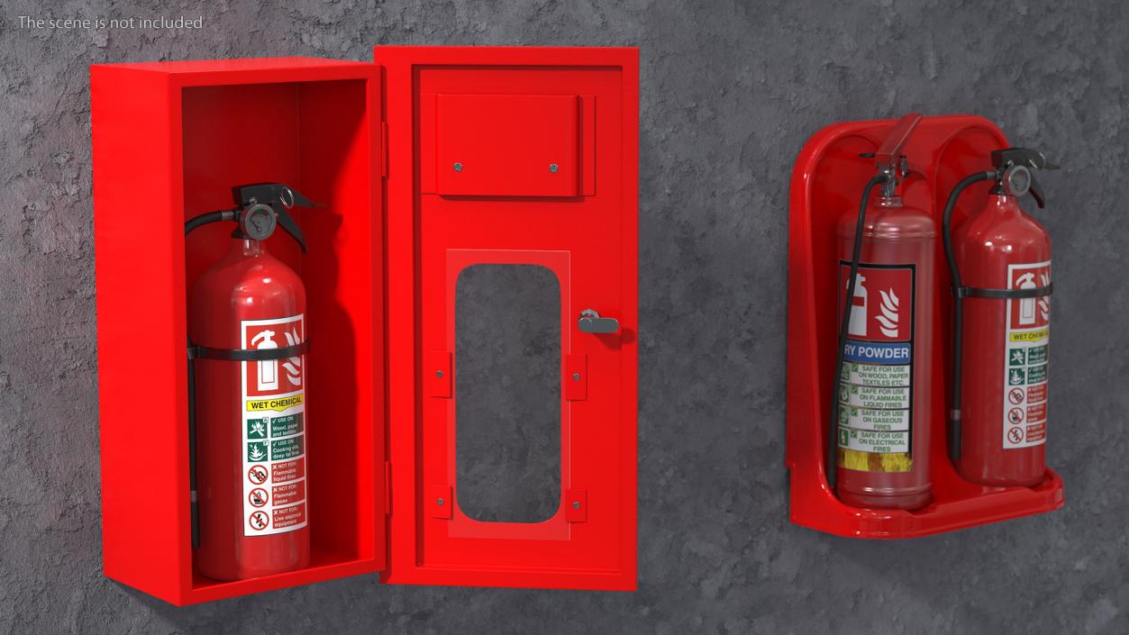 Fire Extinguisher Cabinet Set 3D model