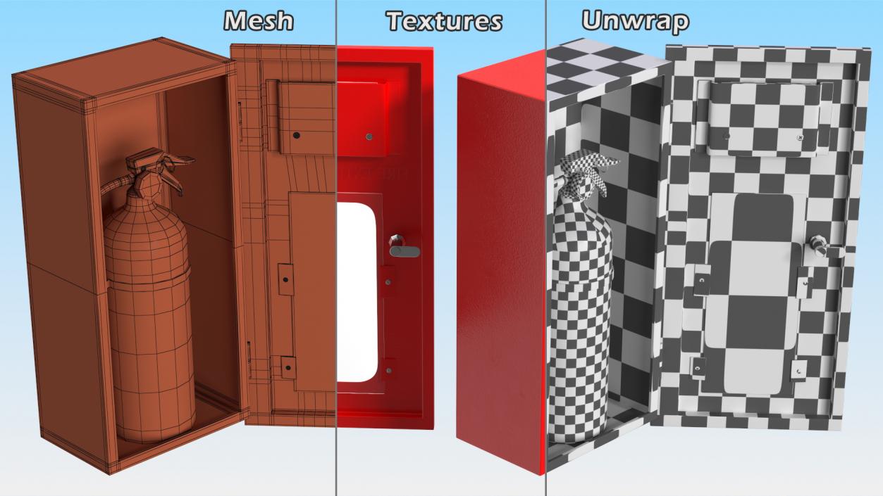 Fire Extinguisher Cabinet Set 3D model