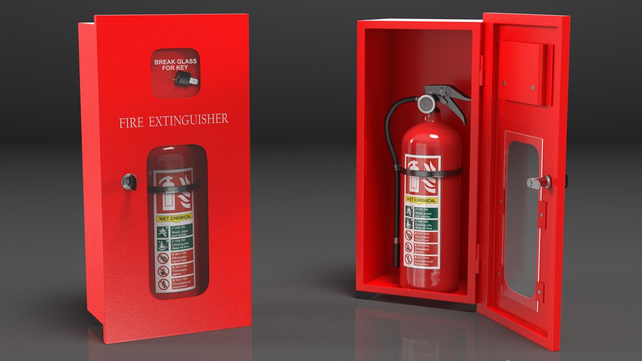 Fire Extinguisher Cabinet Set 3D model