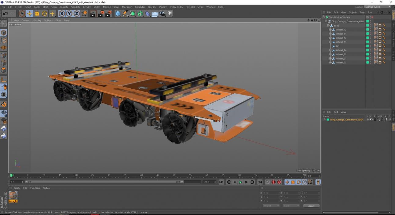 3D Dirty Orange Omnimove KUKA 2 model