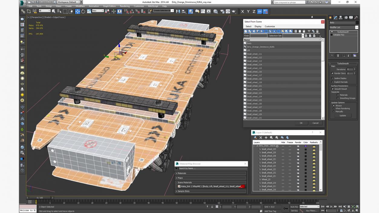 3D Dirty Orange Omnimove KUKA 2 model