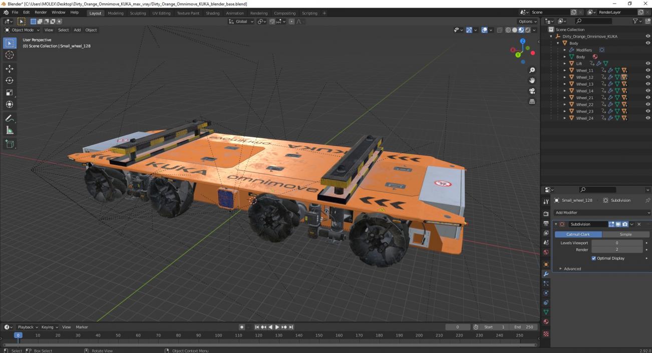 3D Dirty Orange Omnimove KUKA 2 model