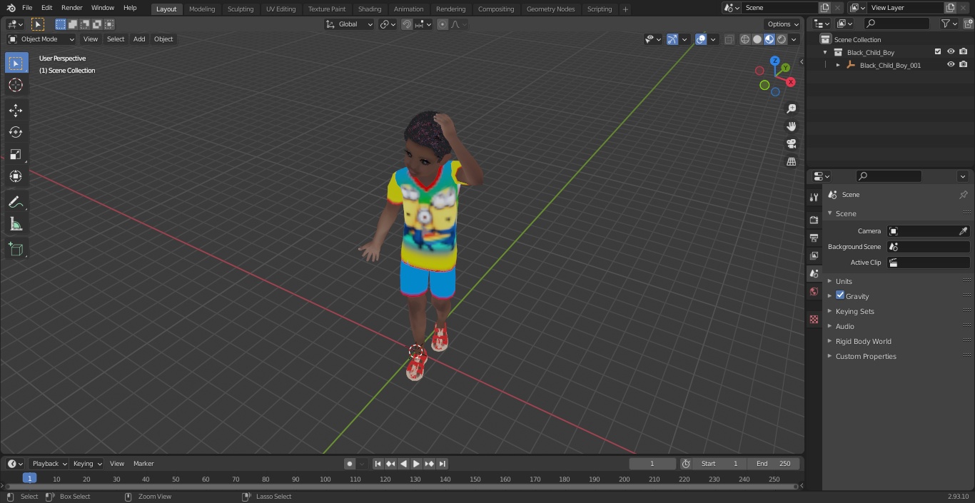 3D model Black Child Boy