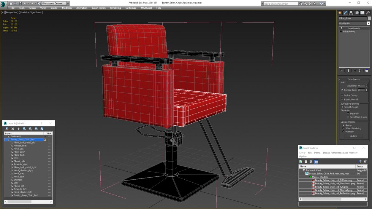 Beauty Salon Chair Red 3D