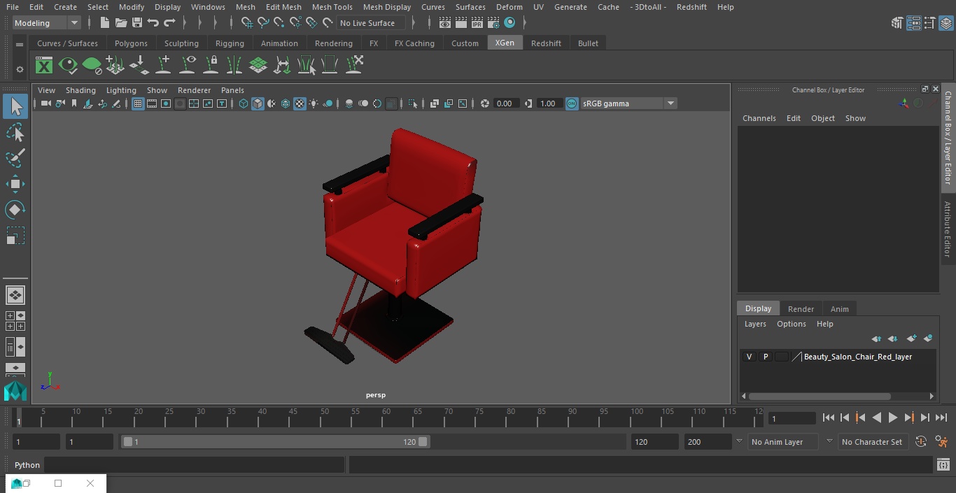 Beauty Salon Chair Red 3D