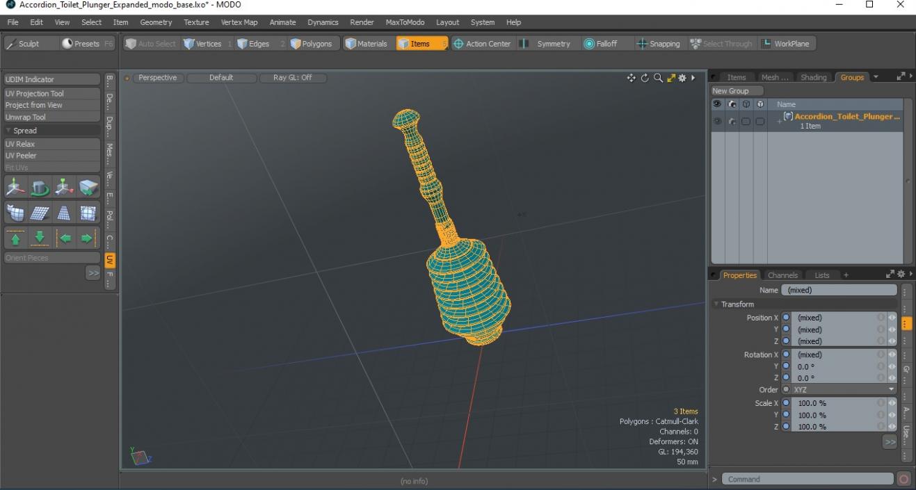 3D Accordion Toilet Plunger Expanded model