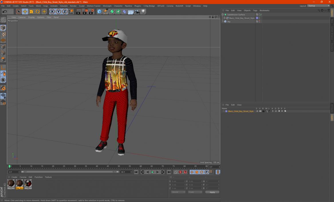 3D model Black Child Boy Street Style 2