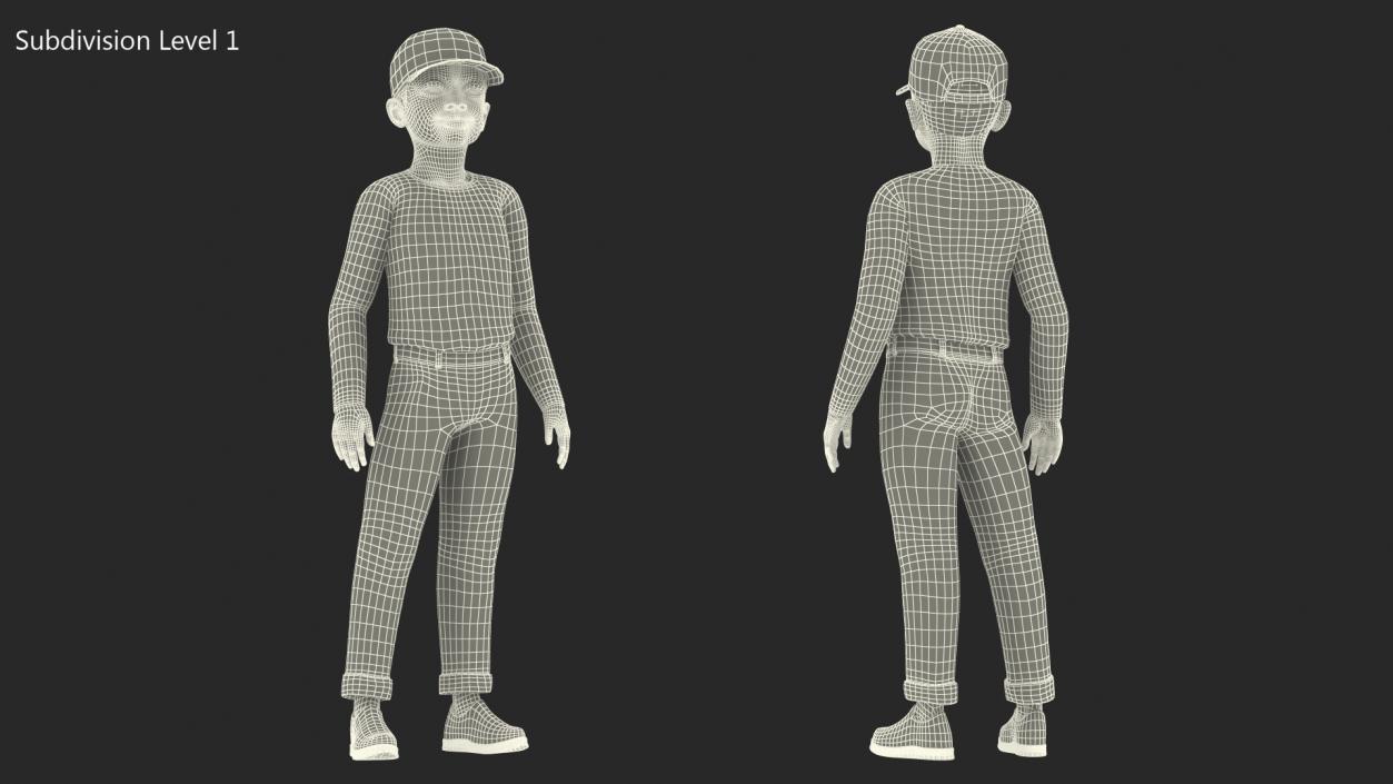 3D model Black Child Boy Street Style 2