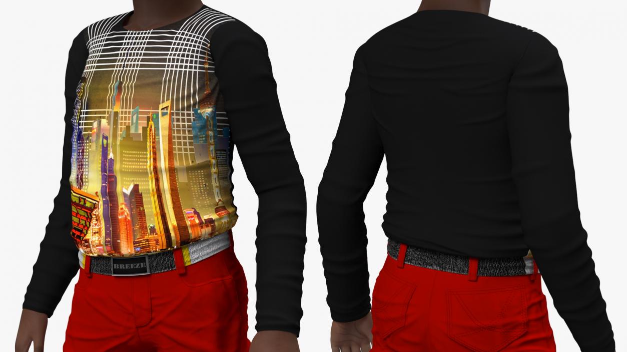 3D model Black Child Boy Street Style 2