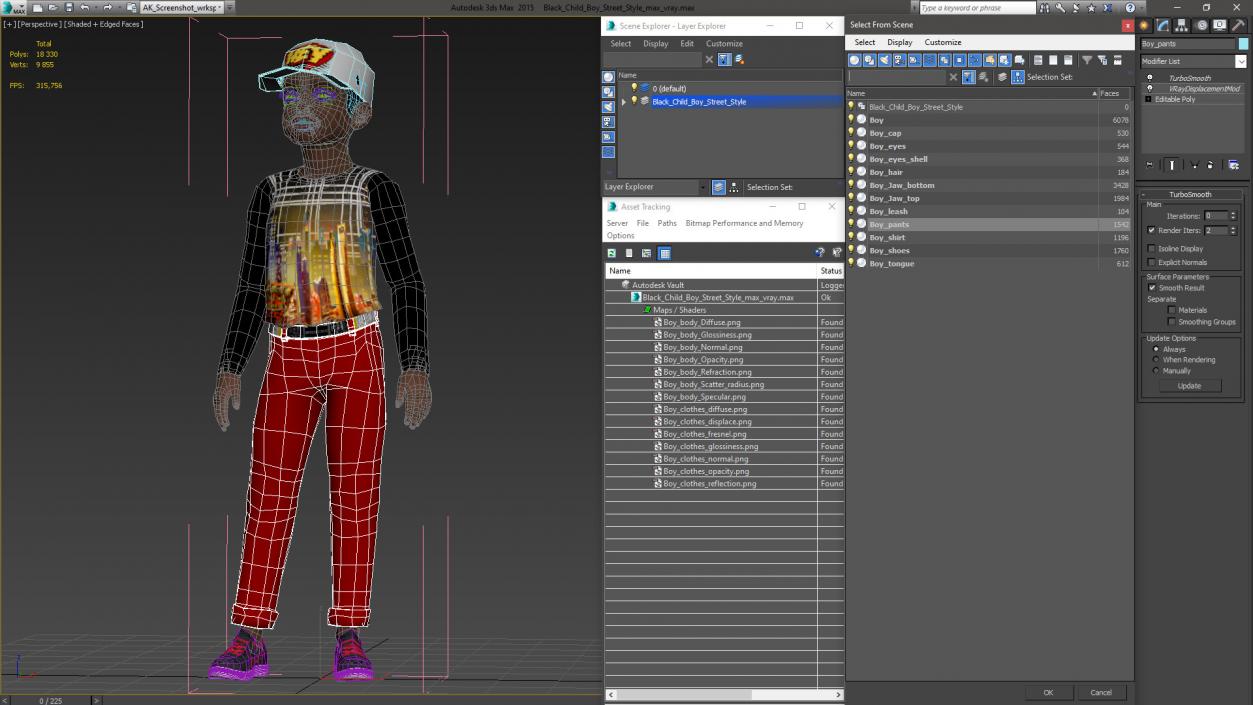 3D model Black Child Boy Street Style 2