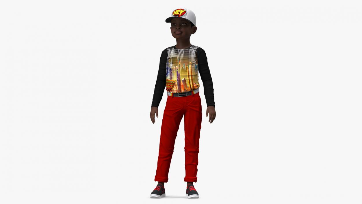 3D model Black Child Boy Street Style 2