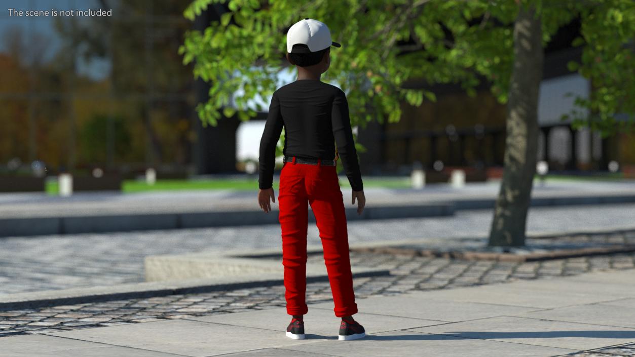 3D model Black Child Boy Street Style 2