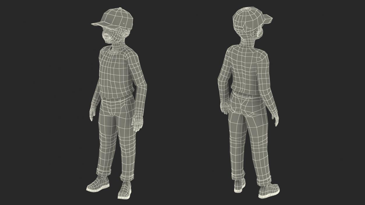 3D model Black Child Boy Street Style 2