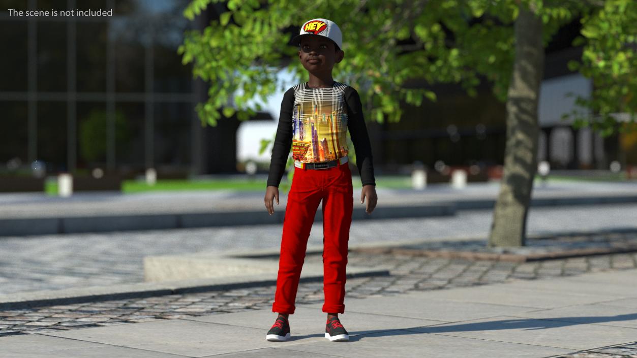 3D model Black Child Boy Street Style 2